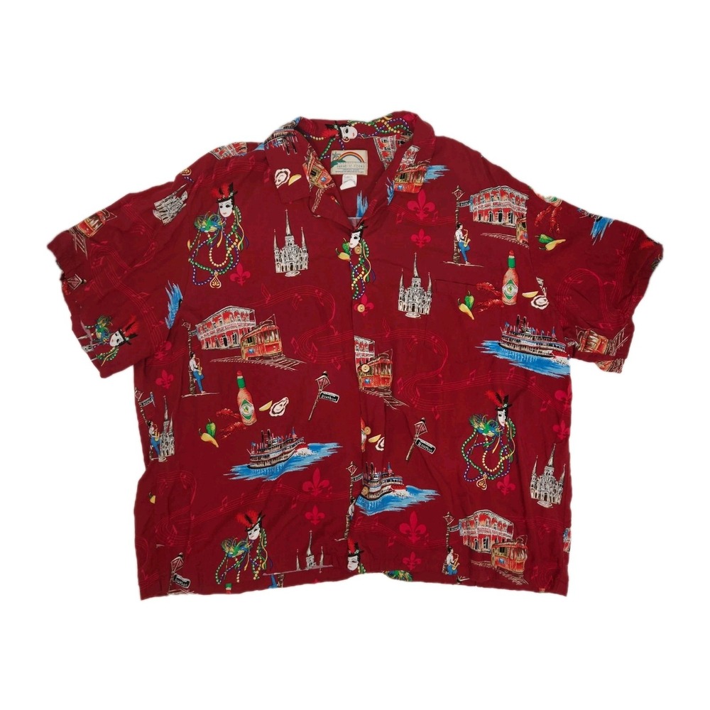 Paradise Found New Orleans Mardi Gras Bourbon St. 4XL Shirt Hawaiian Button Up
